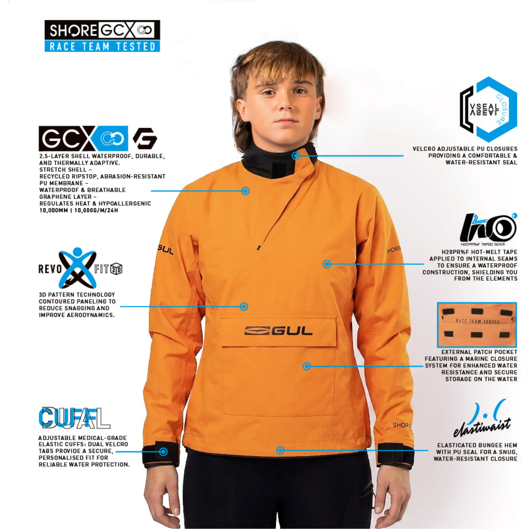 2026 Gul Junior Shore Recore Graphene Spray Top ST0030J - Orange